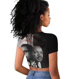 Civil Rights Legends Raglan Cropped T shirt Martin Luther King And Malcolm X - African Pride