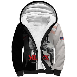 Civil Rights Legends Sherpa Hoodie Martin Luther King And Malcolm X - African Pride