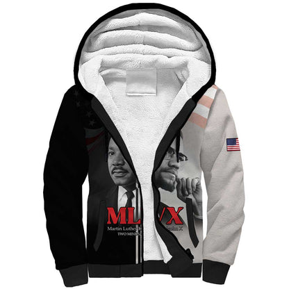 Civil Rights Legends Sherpa Hoodie Martin Luther King And Malcolm X - African Pride