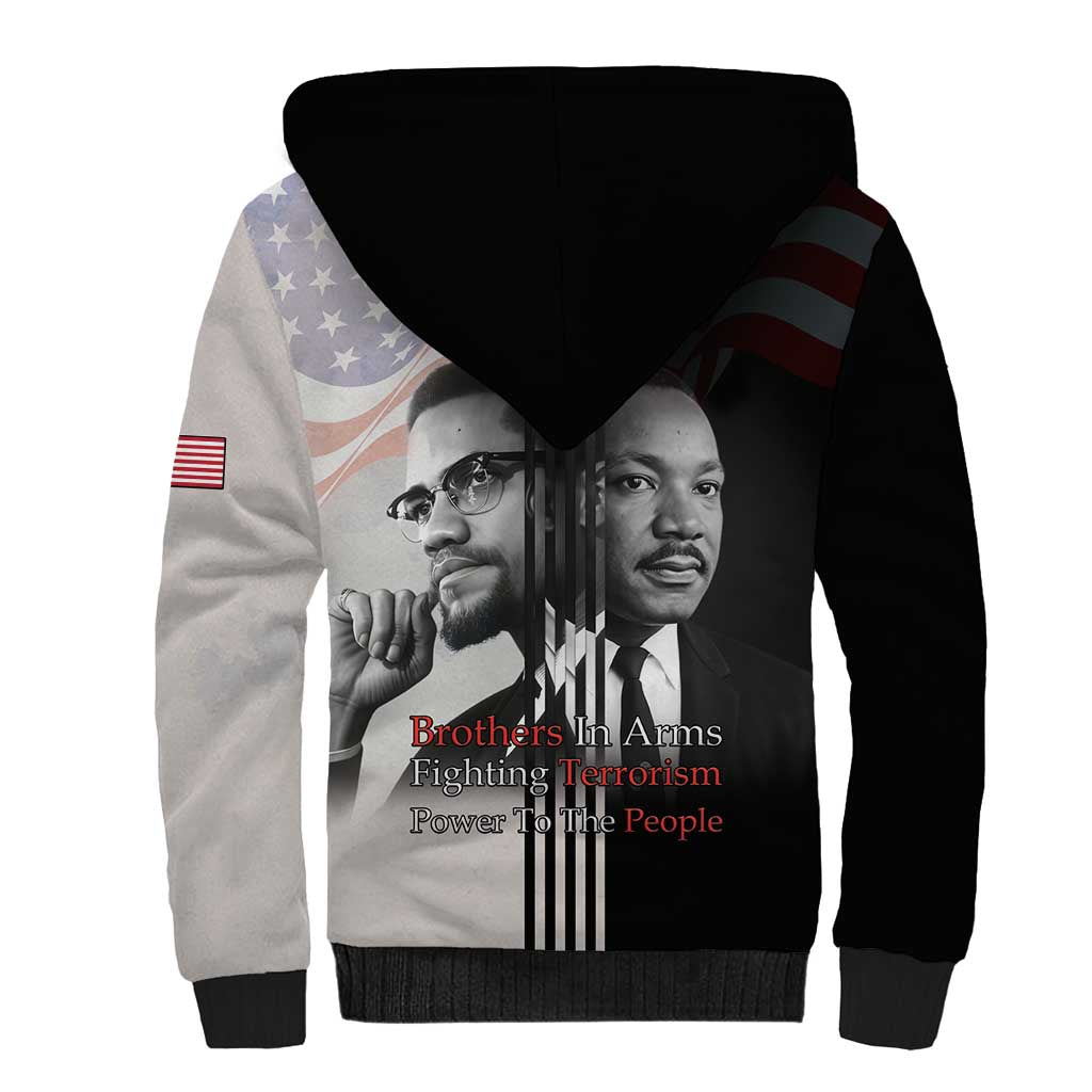 Civil Rights Legends Sherpa Hoodie Martin Luther King And Malcolm X - African Pride