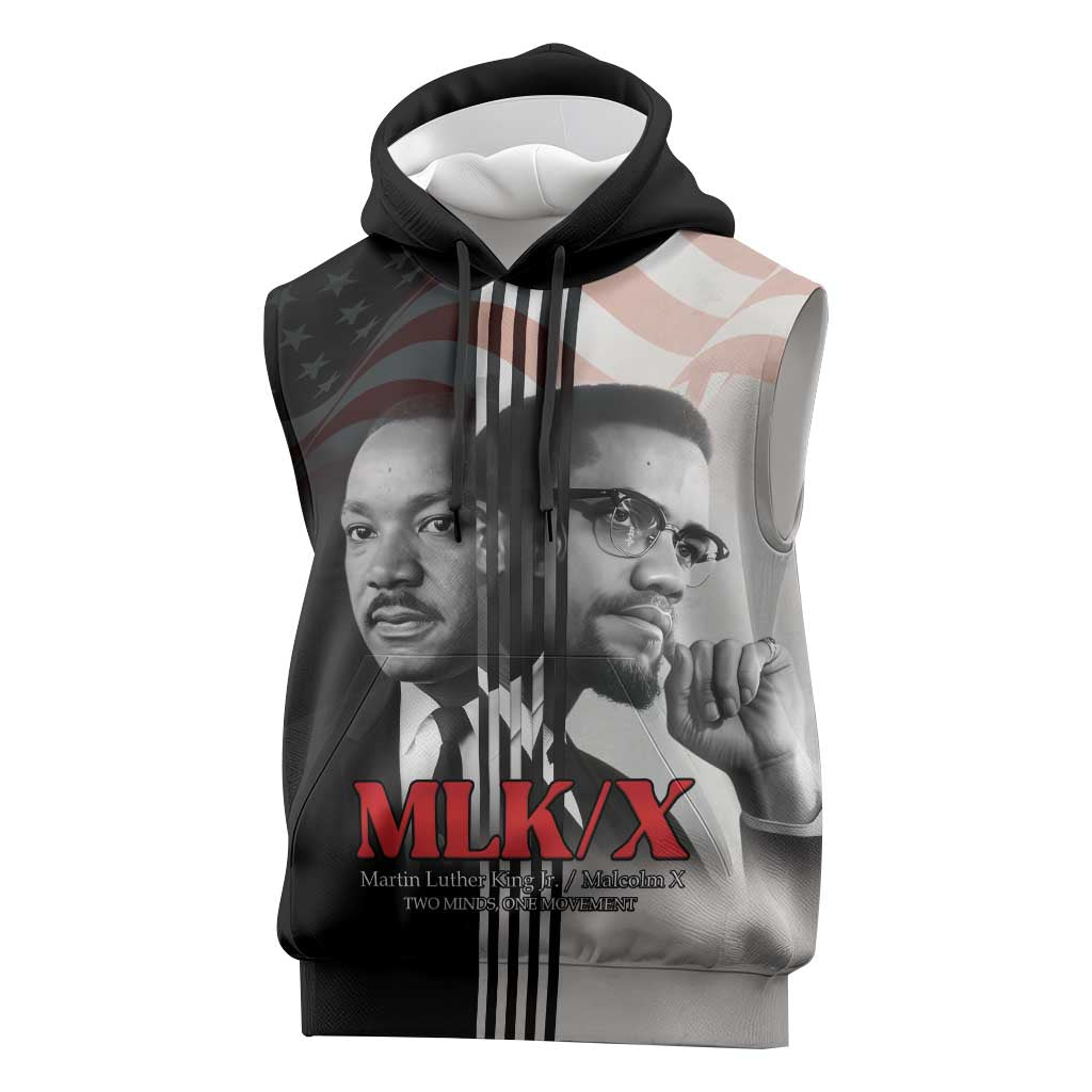Civil Rights Legends Sleeveless Hoodie Martin Luther King And Malcolm X - African Pride