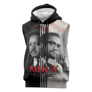 Civil Rights Legends Sleeveless Hoodie Martin Luther King And Malcolm X - African Pride