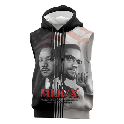 Civil Rights Legends Sleeveless Hoodie Martin Luther King And Malcolm X - African Pride