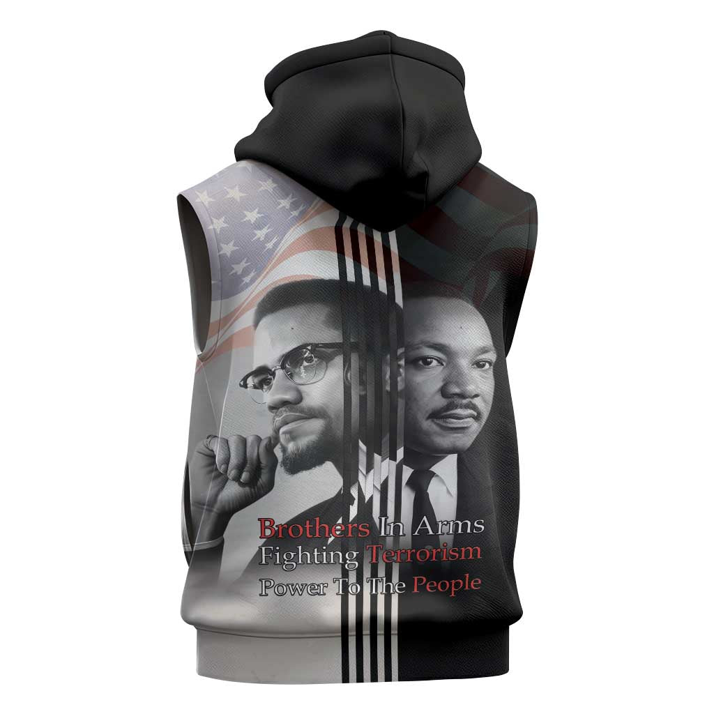 Civil Rights Legends Sleeveless Hoodie Martin Luther King And Malcolm X - African Pride