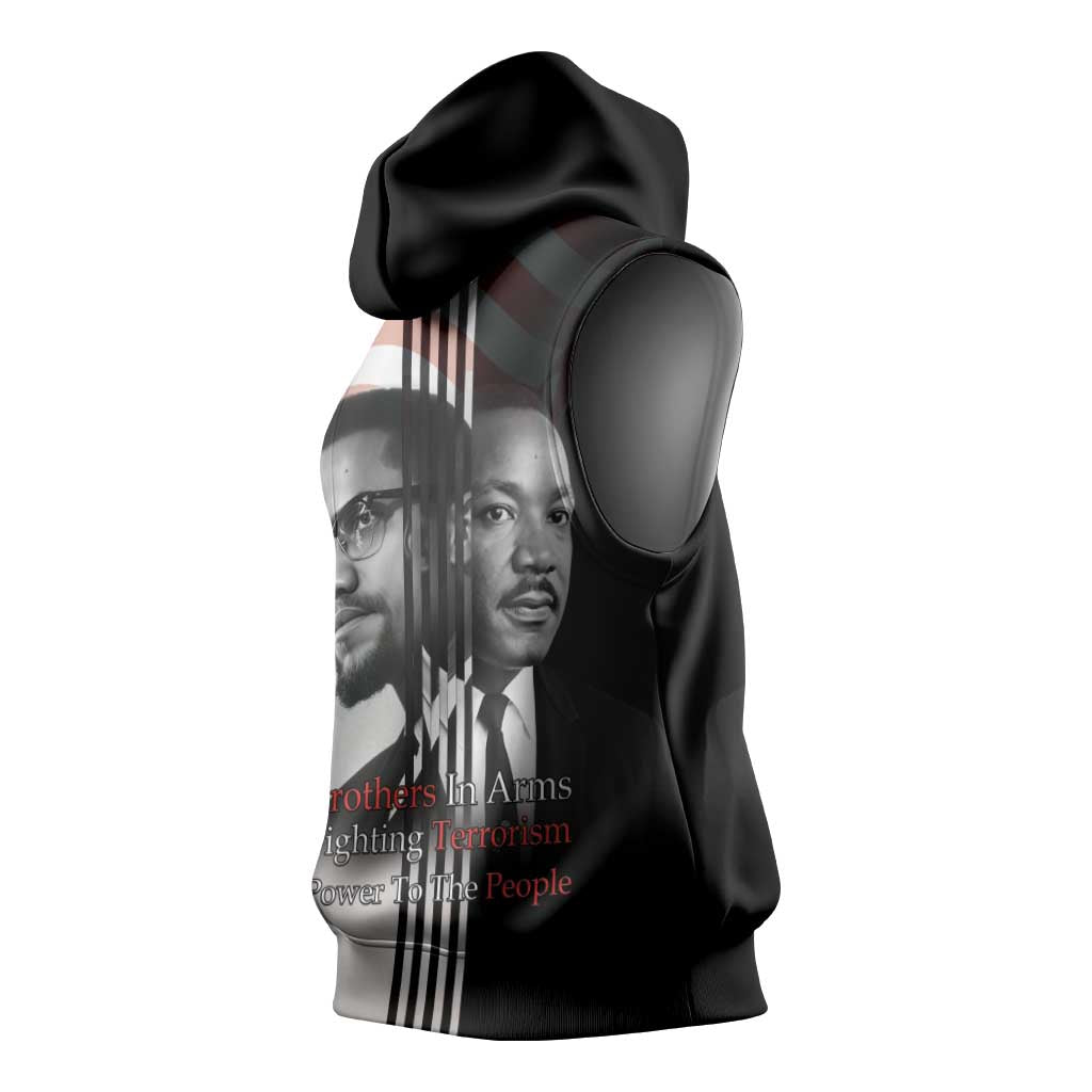 Civil Rights Legends Sleeveless Hoodie Martin Luther King And Malcolm X - African Pride