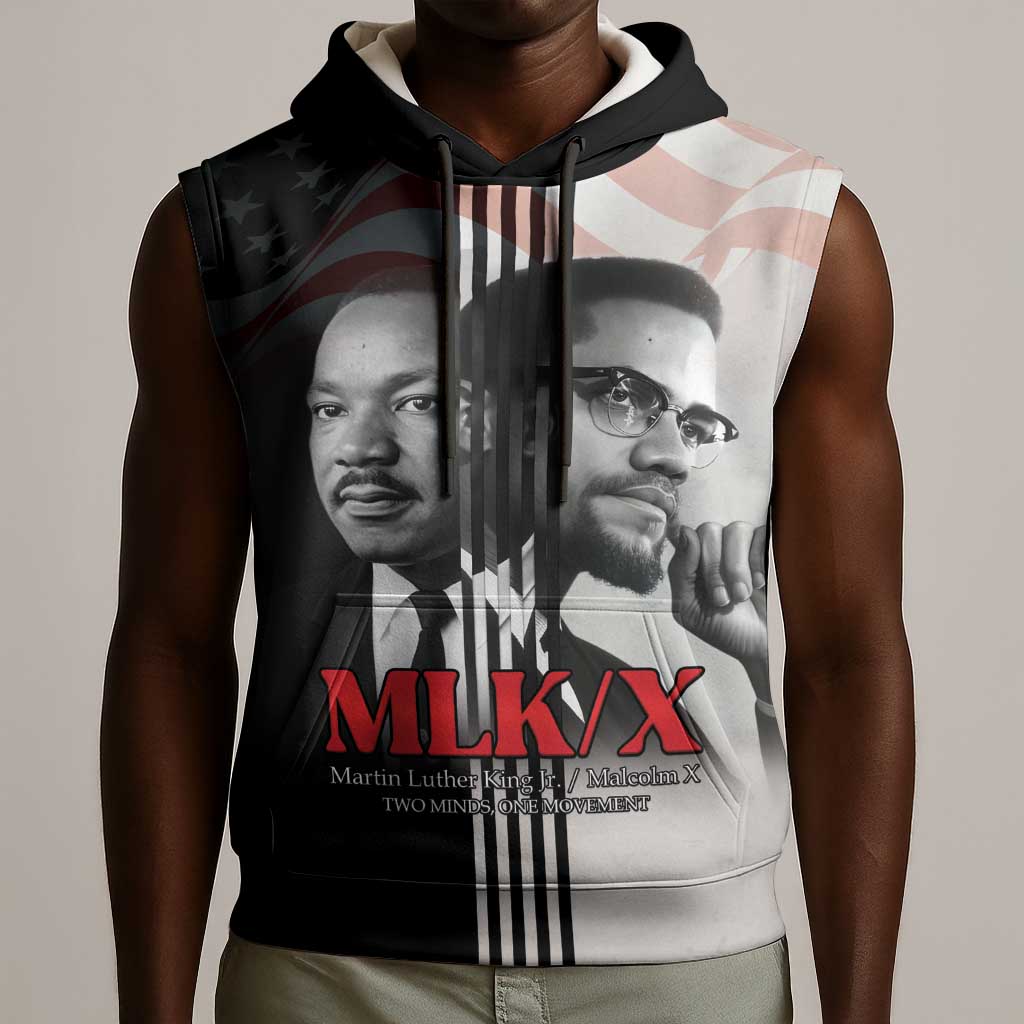 Civil Rights Legends Sleeveless Hoodie Martin Luther King And Malcolm X - African Pride