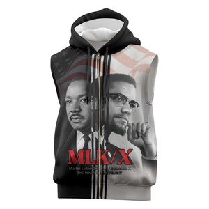 Civil Rights Legends Sleeveless Zip Hoodie Martin Luther King And Malcolm X - African Pride