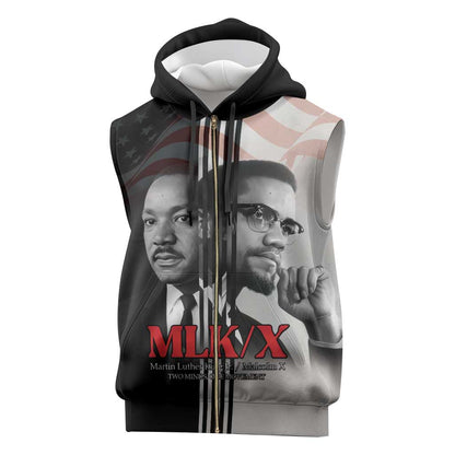 Civil Rights Legends Sleeveless Zip Hoodie Martin Luther King And Malcolm X - African Pride