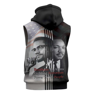 Civil Rights Legends Sleeveless Zip Hoodie Martin Luther King And Malcolm X - African Pride