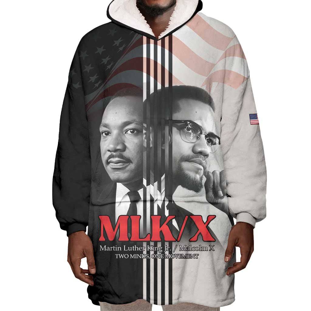 Civil Rights Legends Wearable Blanket Hoodie Martin Luther King And Malcolm X - African Pride