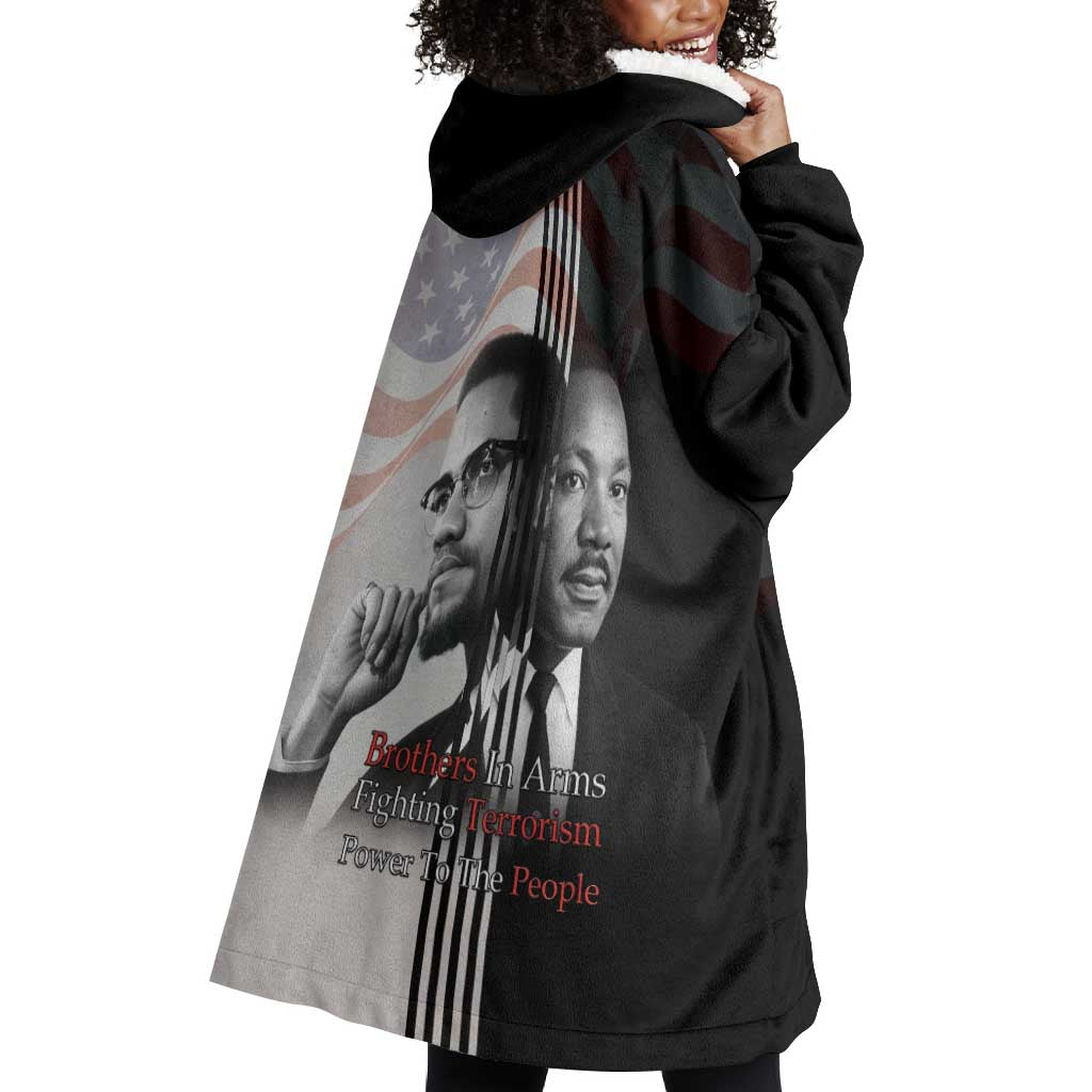 Civil Rights Legends Wearable Blanket Hoodie Martin Luther King And Malcolm X - African Pride