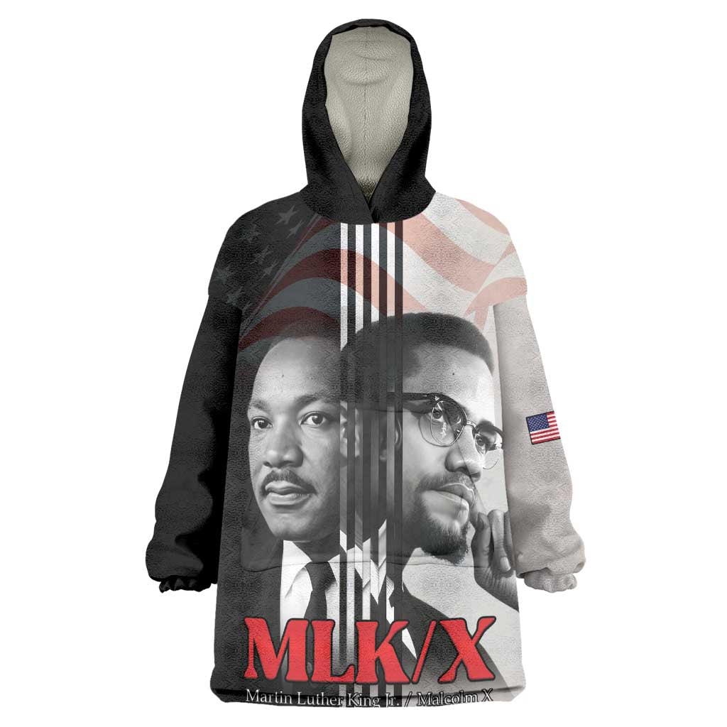Civil Rights Legends Wearable Blanket Hoodie Martin Luther King And Malcolm X - African Pride