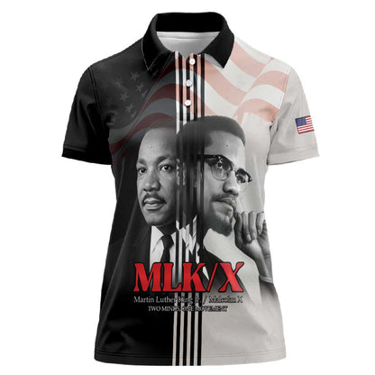 Civil Rights Legends Women Polo Shirt Martin Luther King And Malcolm X - African Pride