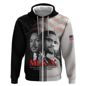 Civil Rights Legends Zip Hoodie Martin Luther King And Malcolm X - African Pride
