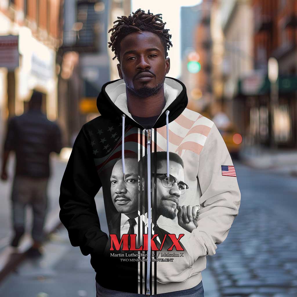 Civil Rights Legends Zip Hoodie Martin Luther King And Malcolm X - African Pride