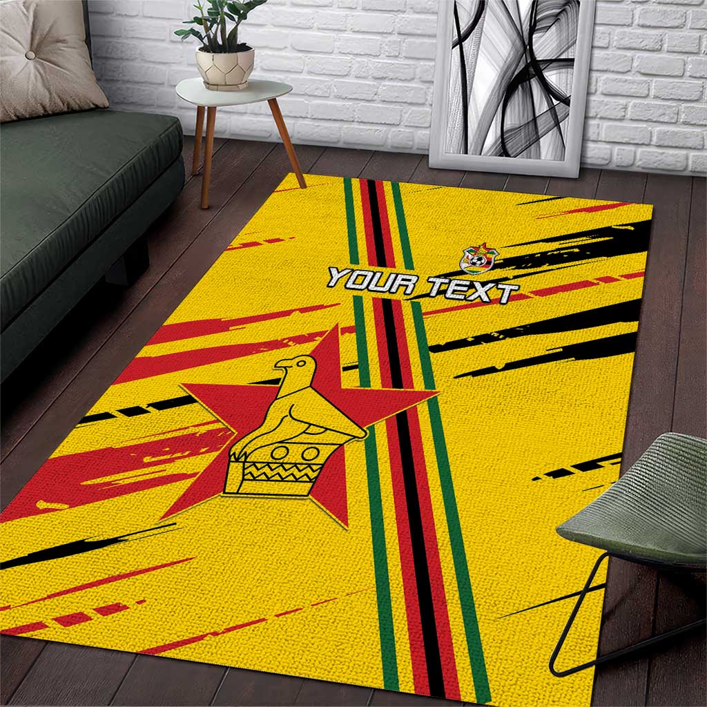 Custom Zimbabwe Football Area Rug Grunge Style