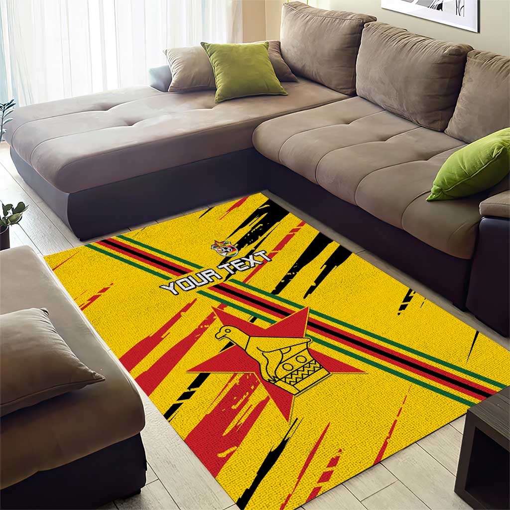 Custom Zimbabwe Football Area Rug Grunge Style