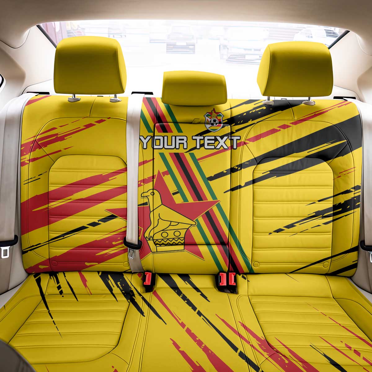 Custom Zimbabwe Football Back Car Seat Cover Grunge Style