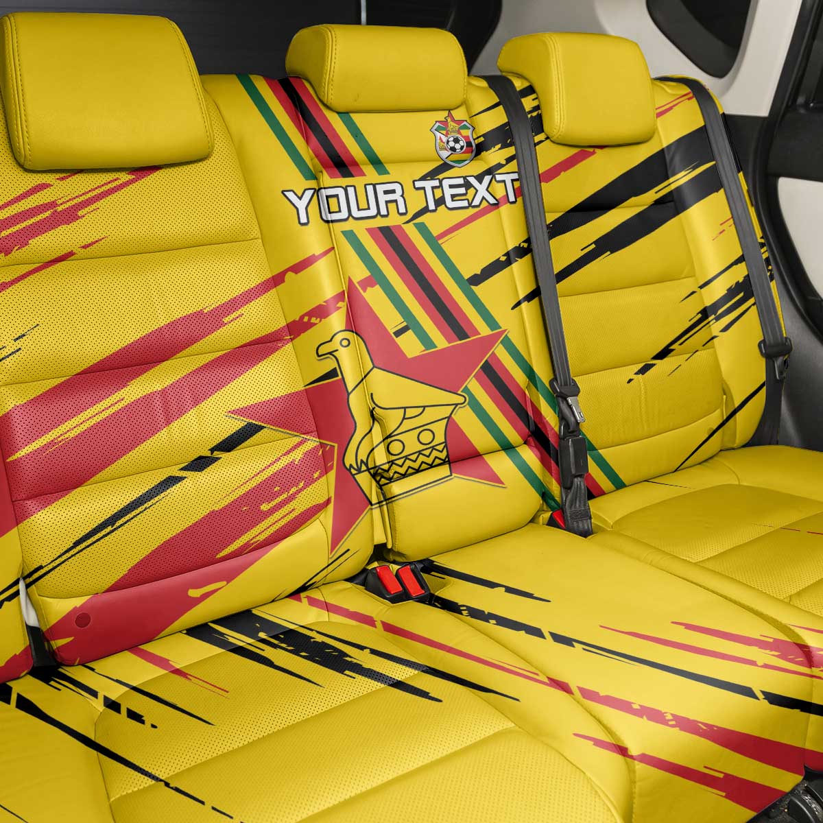 Custom Zimbabwe Football Back Car Seat Cover Grunge Style