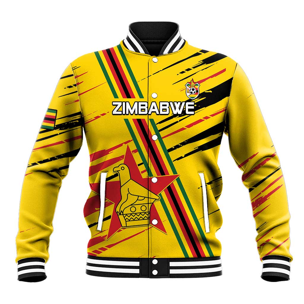 Custom Zimbabwe Football Baseball Jacket Grunge Style