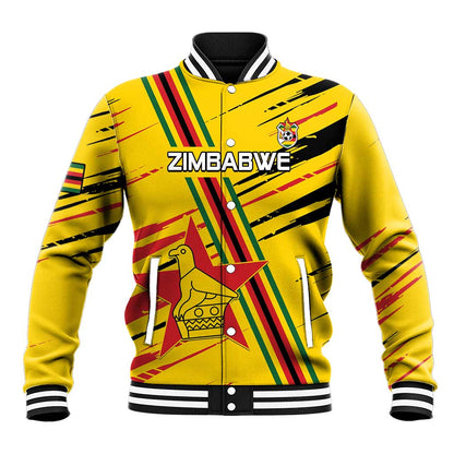 Custom Zimbabwe Football Baseball Jacket Grunge Style