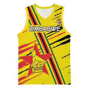 Custom Zimbabwe Football Basketball Jersey Grunge Style - African Pride