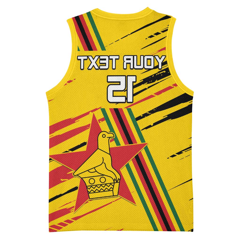 Custom Zimbabwe Football Basketball Jersey Grunge Style - African Pride