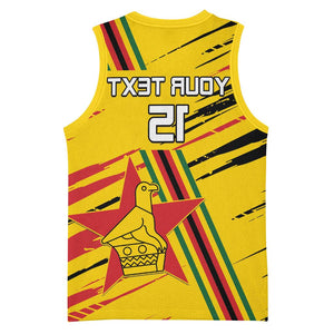Custom Zimbabwe Football Basketball Jersey Grunge Style - African Pride