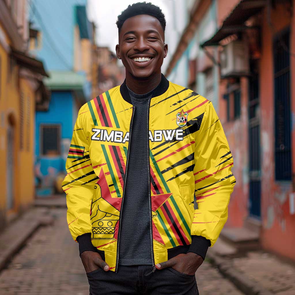 Custom Zimbabwe Football Bomber Jacket Grunge Style