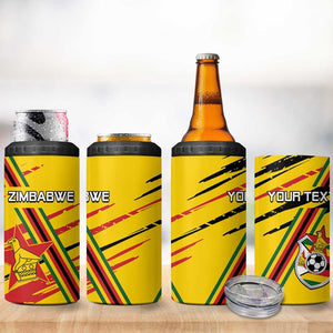 Custom Zimbabwe Football 4 in 1 Can Cooler Tumbler Grunge Style
