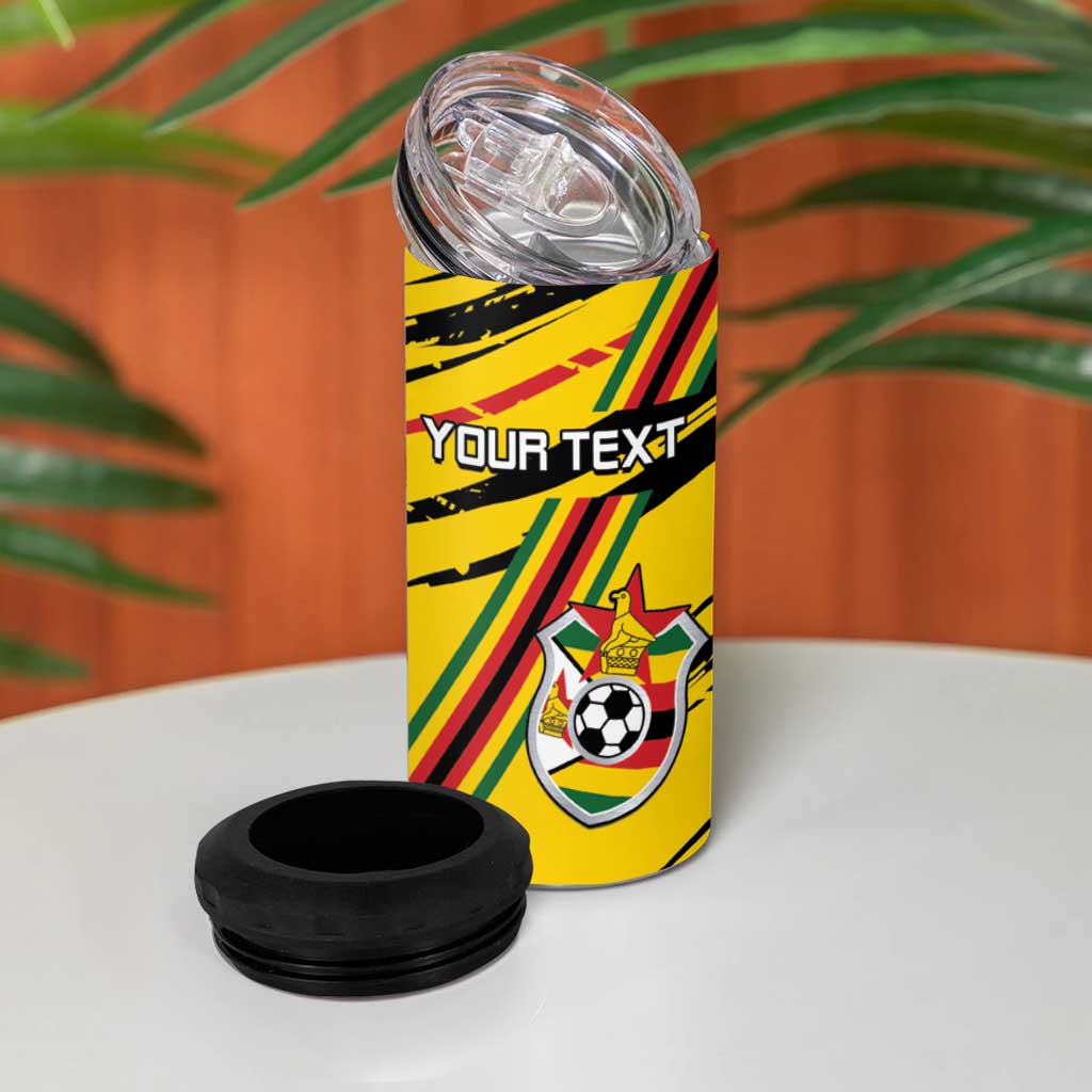 Custom Zimbabwe Football 4 in 1 Can Cooler Tumbler Grunge Style
