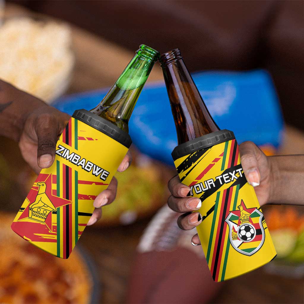 Custom Zimbabwe Football 4 in 1 Can Cooler Tumbler Grunge Style