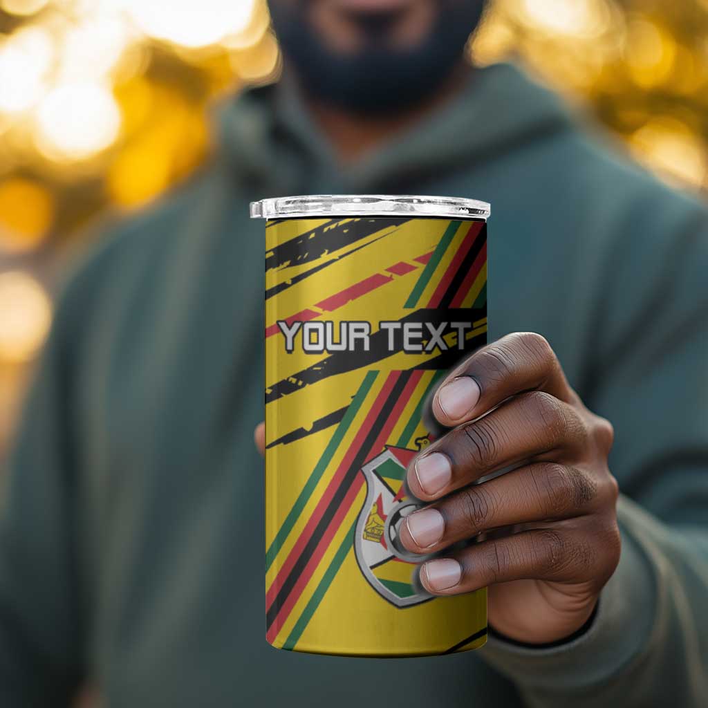 Custom Zimbabwe Football 4 in 1 Can Cooler Tumbler Grunge Style