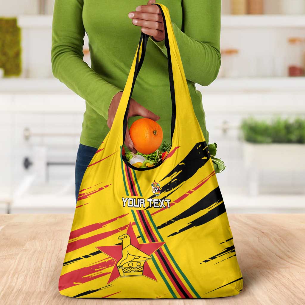 Custom Zimbabwe Football Grocery Bag Grunge Style