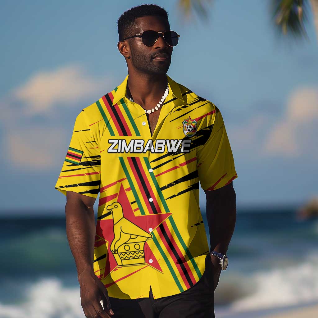 Custom Zimbabwe Football Hawaiian Shirt Grunge Style