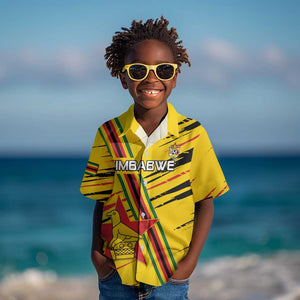 Custom Zimbabwe Football Kid Hawaiian Shirt Grunge Style