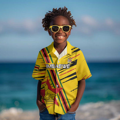 Custom Zimbabwe Football Kid Hawaiian Shirt Grunge Style