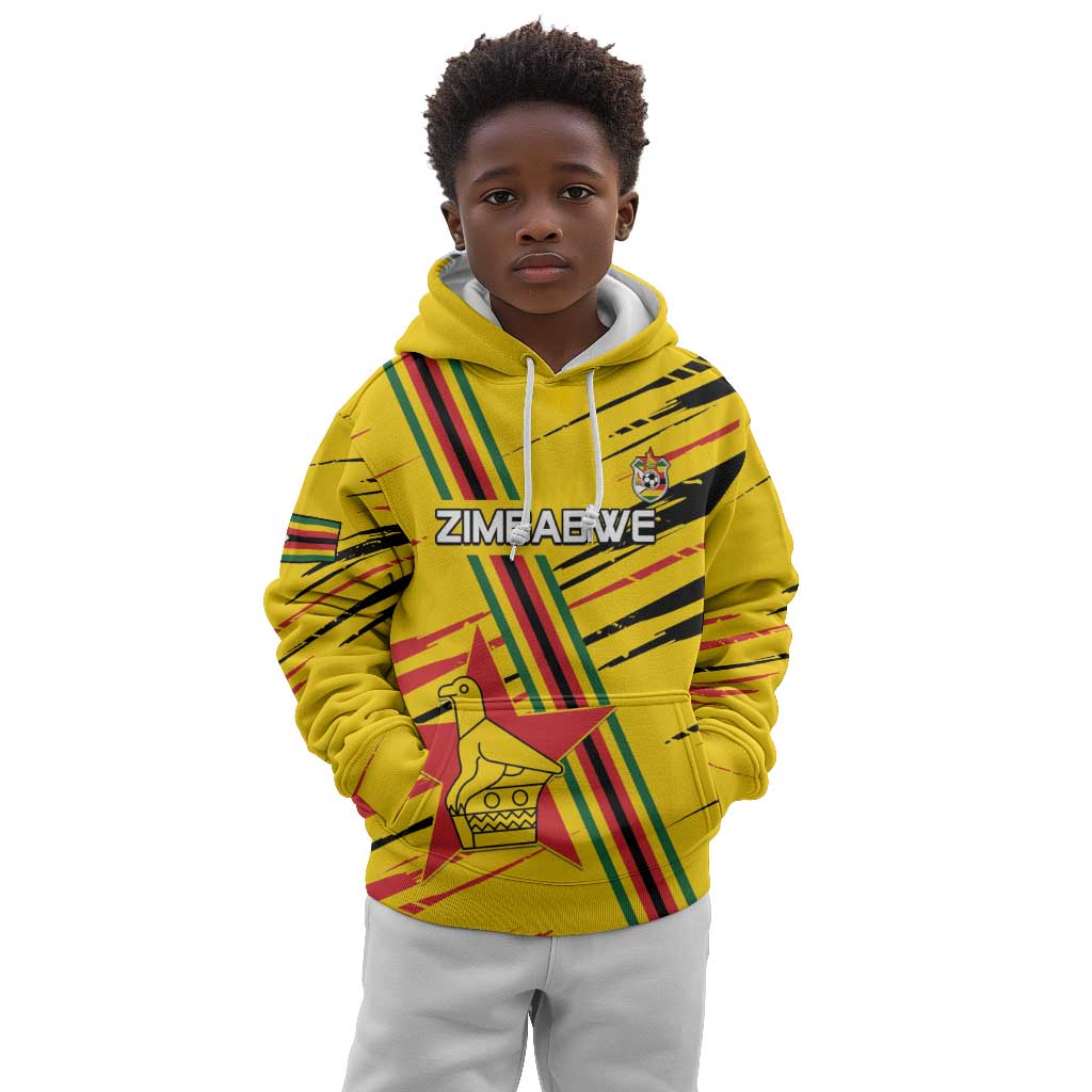 Custom Zimbabwe Football Kid Hoodie Grunge Style