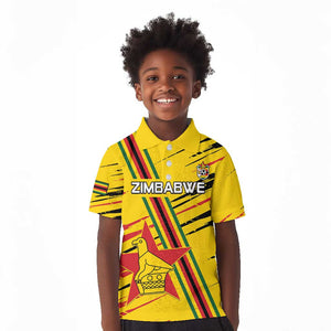Custom Zimbabwe Football Kid Polo Shirt Grunge Style