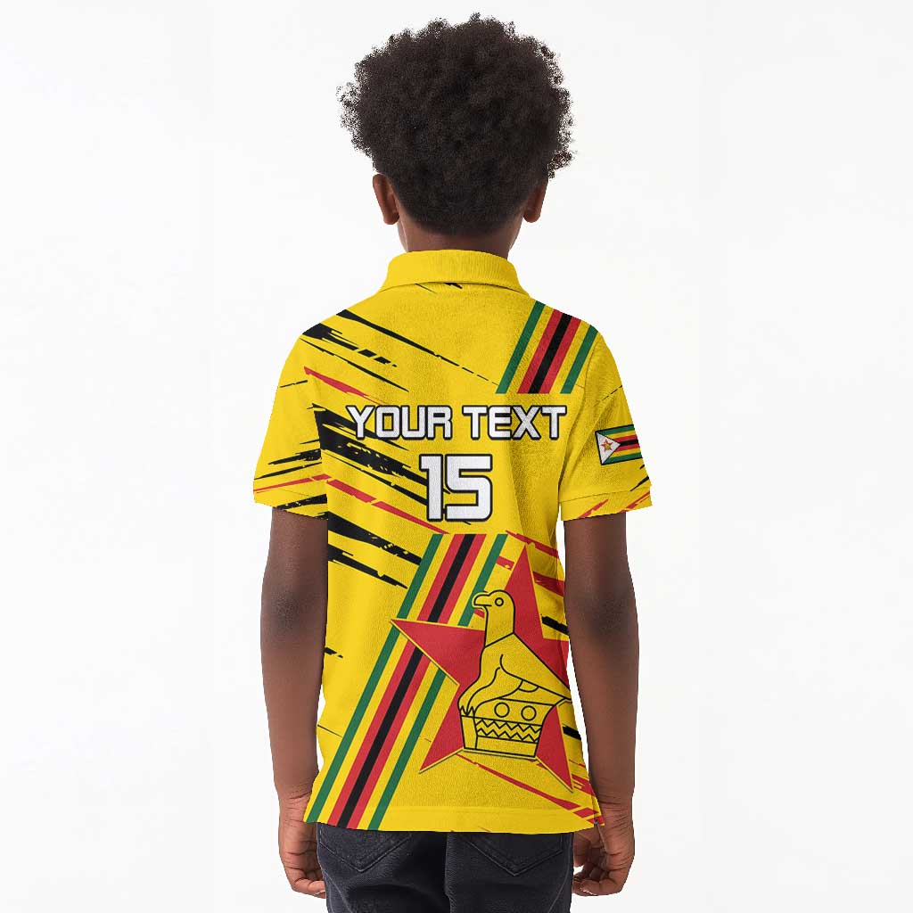 Custom Zimbabwe Football Kid Polo Shirt Grunge Style