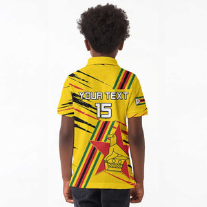 Custom Zimbabwe Football Kid Polo Shirt Grunge Style