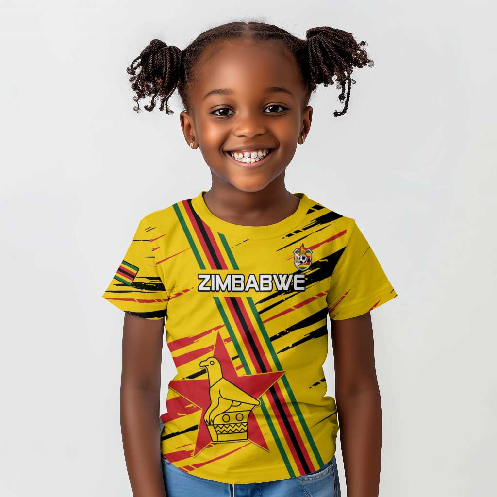 Custom Zimbabwe Football Kid T shirt Grunge Style