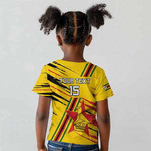 Custom Zimbabwe Football Kid T shirt Grunge Style