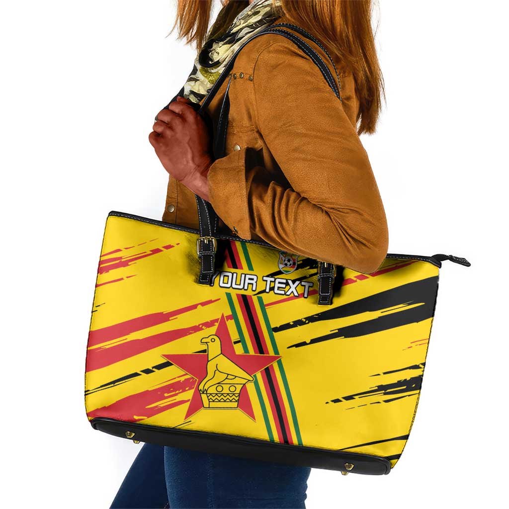 Custom Zimbabwe Football Leather Tote Bag Grunge Style