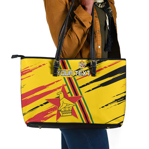 Custom Zimbabwe Football Leather Tote Bag Grunge Style