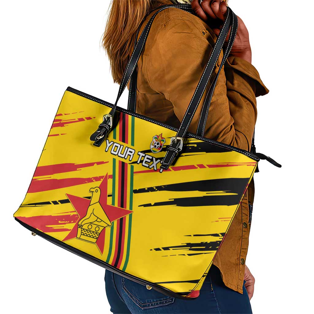 Custom Zimbabwe Football Leather Tote Bag Grunge Style
