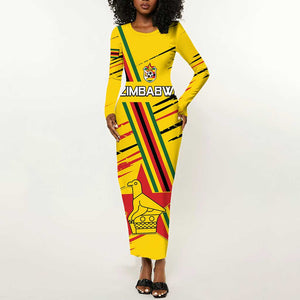 Custom Zimbabwe Football Long Sleeve Bodycon Dress Grunge Style LT15