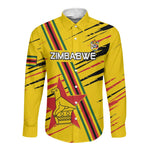 Custom Zimbabwe Football Long Sleeve Button Shirt Grunge Style