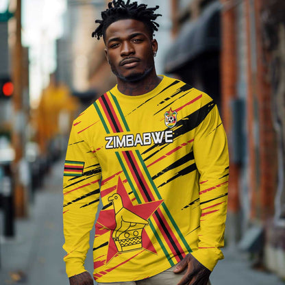 Custom Zimbabwe Football Long Sleeve Shirt Grunge Style