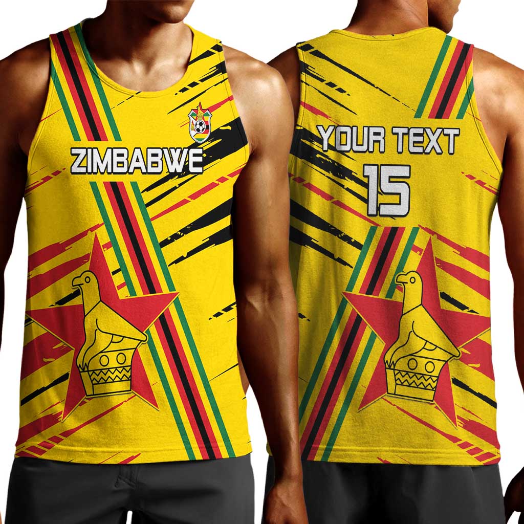 Custom Zimbabwe Football Men Tank Top Grunge Style